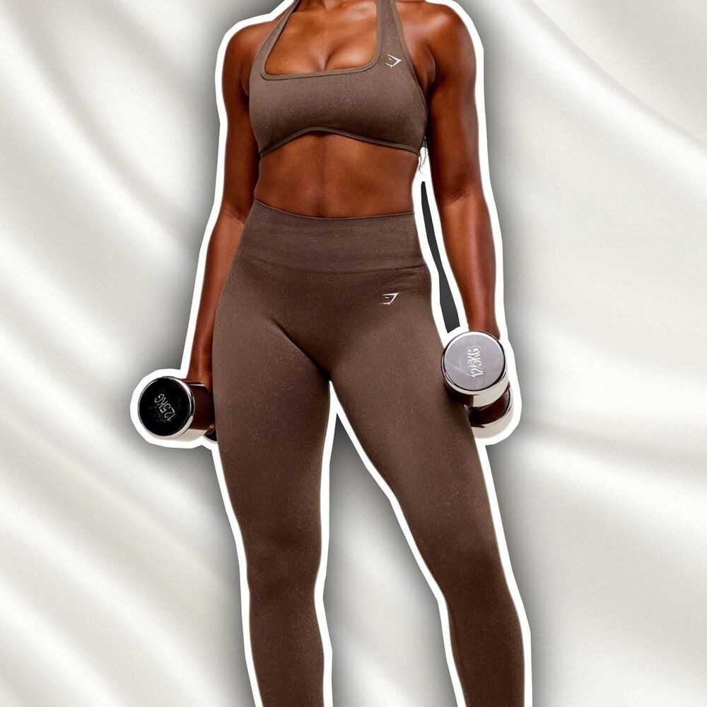 Gymshark brown adapt fleck x whitney set